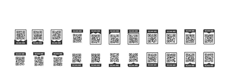 QR Code Scan Me Icons - Mobile App vector image
