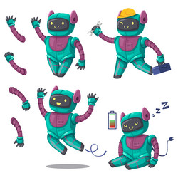 set of android character robot cartoon style vector image