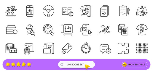 binary code vacancy and certificate line icons vector image