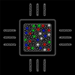 bright mesh network processor with flash spots vector