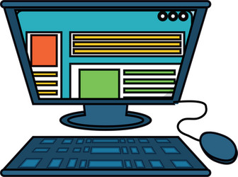 computer with keyboard and mouse icon vector image
