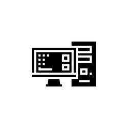 computer icon component solid style vector image