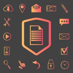 set of web icons on the shield vector image