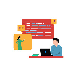 guy is coding php vector image