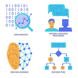 data analysis and machine learning flat icon set vector