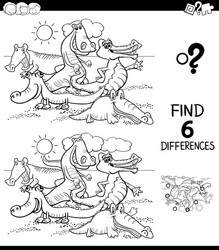 Differences color book with crocodiles characters vector