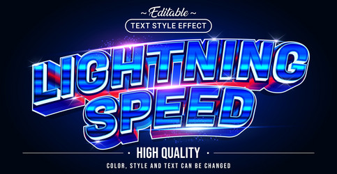 editable text style effect - lightning speed vector image