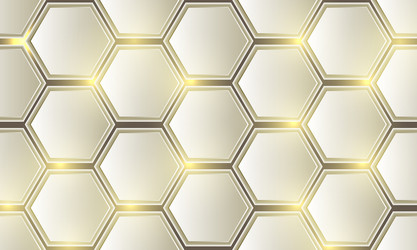 abstract golden hexagon mesh pattern design vector image