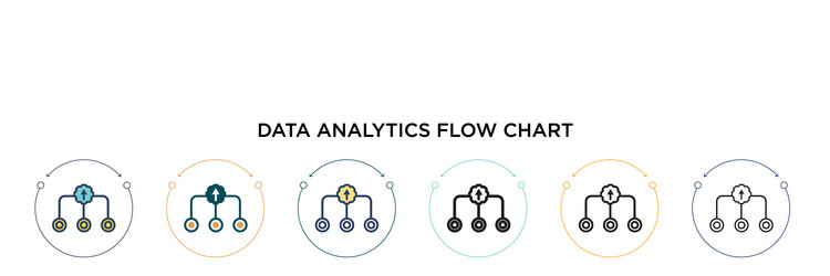 data analytics flow chart icon in filled thin vector image