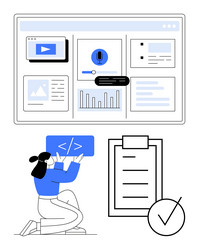 developer testing features and analyzing data vector image