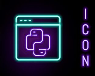 glowing neon line python programming language icon vector image