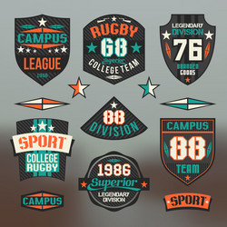 Rugby College Sports Emblem Vector Image