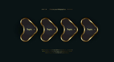 4 arrows golden shapes option design objects vector image