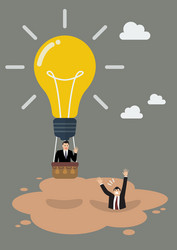 businessman in lightbulb balloon get away from vector