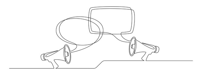 one continuous line drawing of loudspeaker vector image
