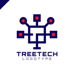 tech tree square chip integrate technology vector image