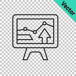 black line computer monitor with graph chart icon vector image