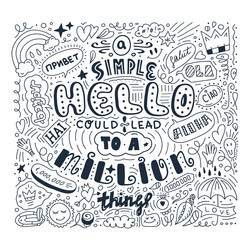 lettering simple hello in different language vector image