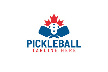 Pickleball Logo with Maple Leaf Vector Image