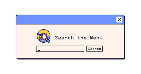 Retro dialog window web search browser bar vector