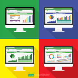 spreadsheet on computer screen flat icon vector image
