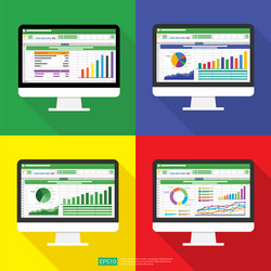 spreadsheet on computer screen flat icon vector