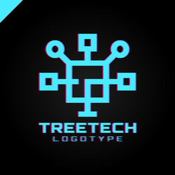 tech tree square chip integrate technology vector image
