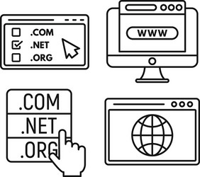 web domain icons set outline style vector image