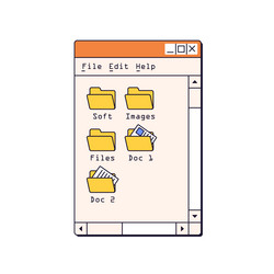 computer folders 90s window interface desktop vector image