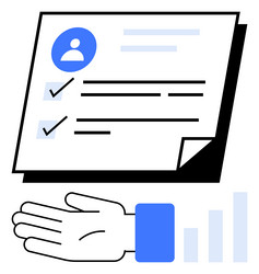 open hand reaching out to document with checklist vector image