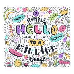 lettering simple hello in different language vector image