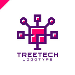 tech tree square chip integrate technology vector image