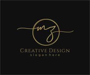 Mz initial handwriting logo with circle template Vector Image