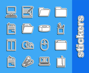 set line file document folder pencil vector image