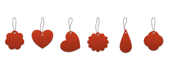 set red blank labels with different shape vector image