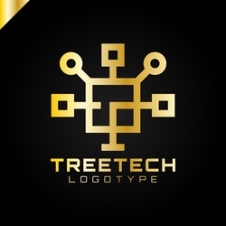 tech tree square chip integrate technology vector image