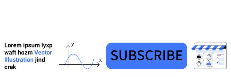 subscribe button with graph text and video vector image