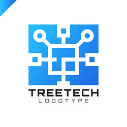 tech tree square chip integrate technology vector image