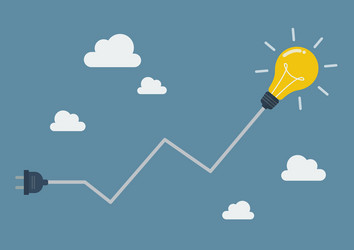 light bulb with abstract graph vector