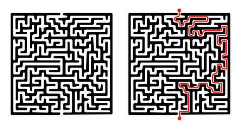 rectangular labyrinth with red passing vector image