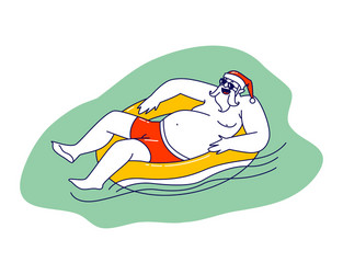 relaxed santa claus character in hat floating vector image
