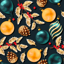 seamless pattern with vivid christmas balls vector