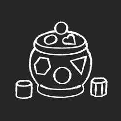 Shape sorter pot chalk white icon on black vector