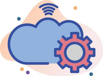 isolated cloud computing with gear line fill block vector image