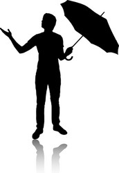 Silhouette of man with umbrella vector