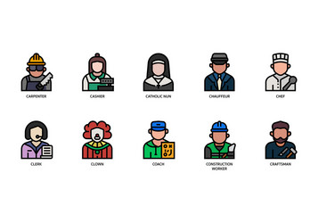 Jobs and occupations icons set vector