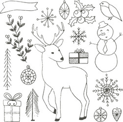 winter hand drawn elements collection Vector Image