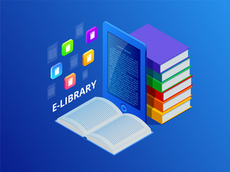 online learn or e-book library laptop computer vector image