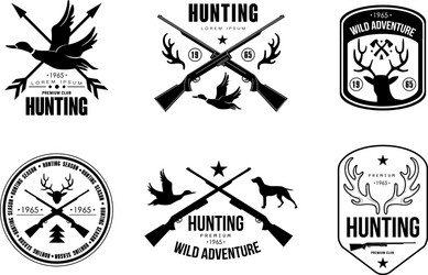 Retro Hunting Club Badge - Wild Adventure Vector Image