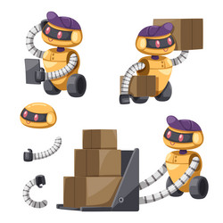 set of android character robot cartoon style vector image